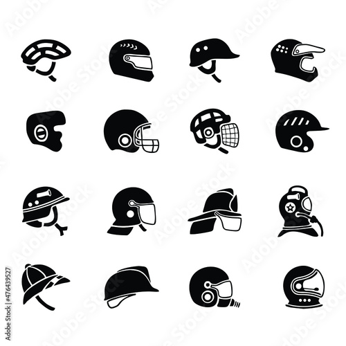 Set icons of helmets vector