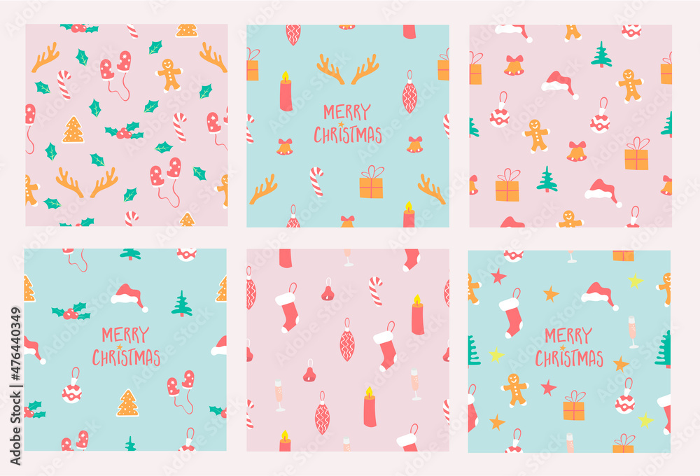 Fototapeta premium Vector seamless Christmas patterns - vector illustration, eps stock illustration