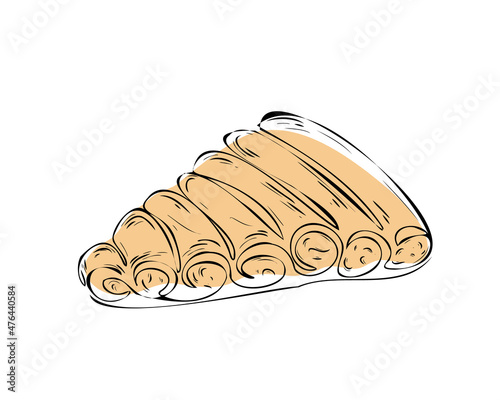Turkish dish borek. Burek, pide, lavash. Traditional authentic Turkish cuisine. Doodle. Hand drawn. Vector illustration