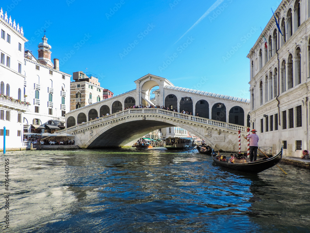 Venice, Italy, July 2017 - view of Rialto Bridge 