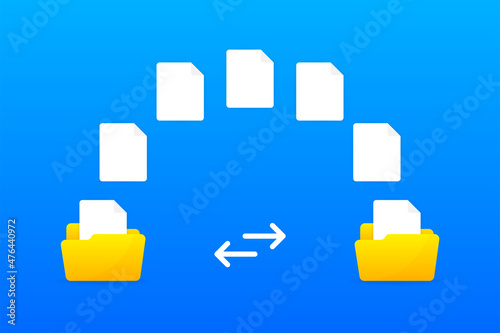 File transfer encrypted form. Concept for remote connection between two folders. Cloud concept based. Vector illustration.