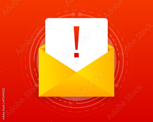 Error email message banner. Scam alert red message. Vector illustration.