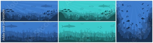 Underwater background life at sea or ocean bottom.