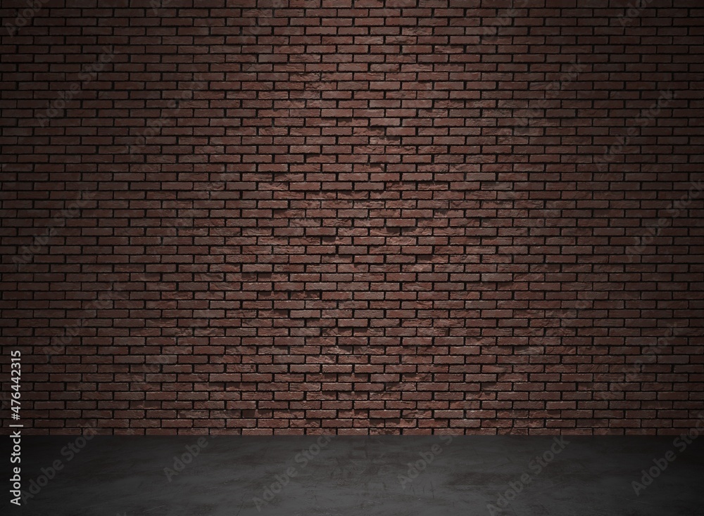 3d rendering brown brick wall and black concrete floor 3d rendering brown brick wall and black concrete floor