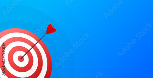 Red arrows reaching the center target. Darts target. Success Business Concept. Vector illustration.