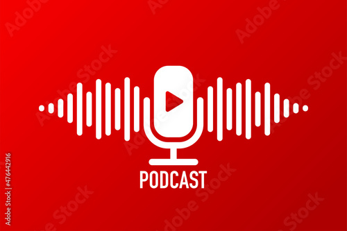 Podcast microphone. Flat design concept Podcast banner. Vector illustration.