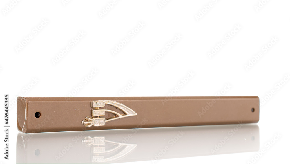 One mezuzah, close-up, isolated on white. One mezuzah, close-up, isolated on white.