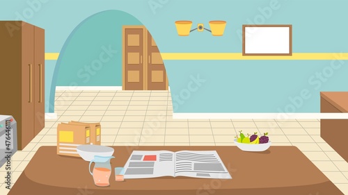 Dining Table Vector Illustration, dining room