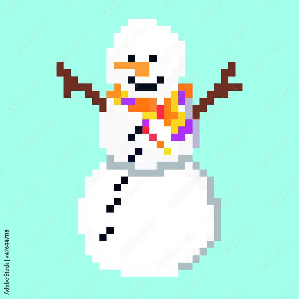 Pixel snowman for games interface. Vector