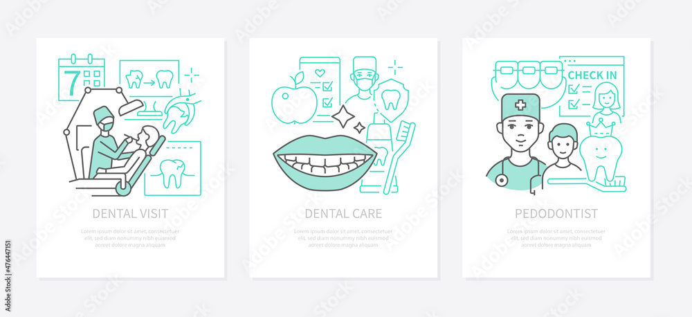 Oral health - modern line design style banners set Oral health - modern line design style banners set