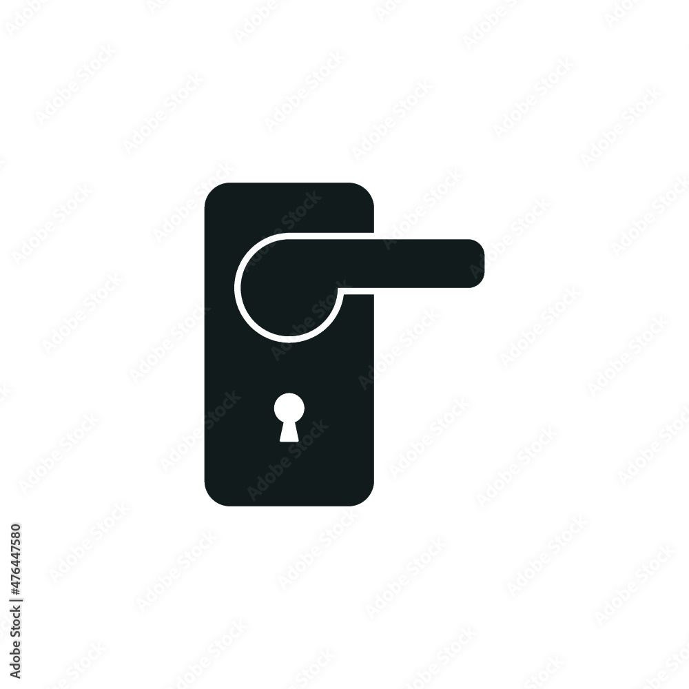 Door handle with key hole vector icon for security isolated of flat style design Door handle with key hole vector icon for security isolated of flat style design