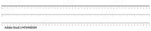 Measurement scale, markup for a ruler. Measuring tool. Size indicator units. Metric inch size indicators.