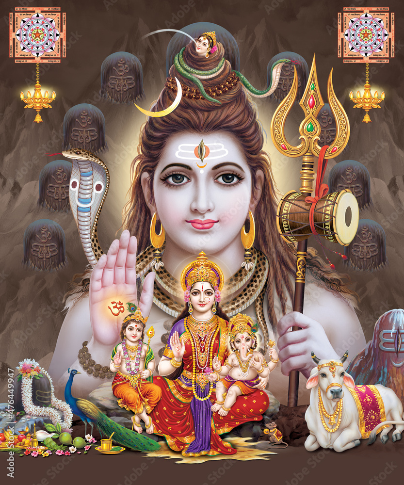 Lord Shiva with colorful background wallpaper , God Shiv Pariwar ...
