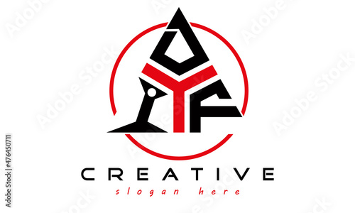 triangle badge with circle IDF letter logo design vector, business logo, icon shape logo, stylish logo template