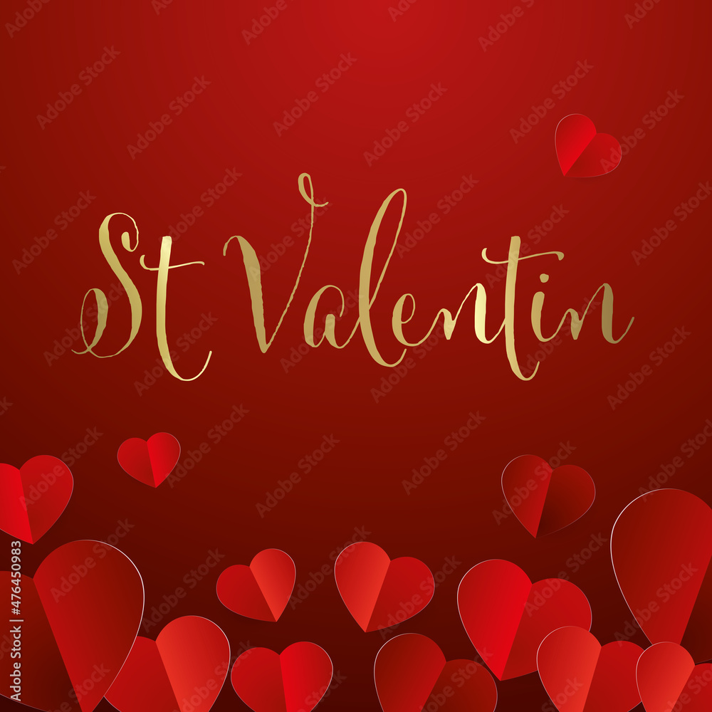 Happy Valentines day - Red hearts background - Love theme design