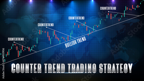 abstract background of counter trend trading strategy and chart graph