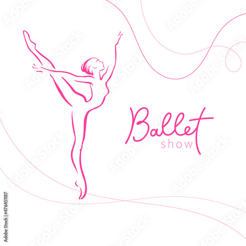 Logo Style für Ballet Studio, show, Logo-Design. Linien zeichnung. Vector Illustration.