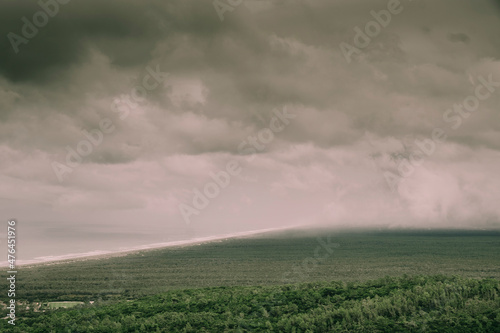 Cloudy sky over green forest © Andr