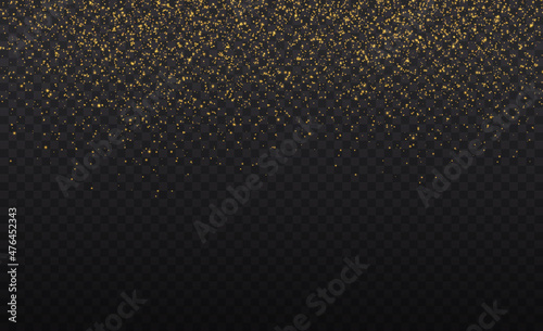 Yellow dust yellow sparks and golden stars shine with special light. Christmas abstract pattern.
