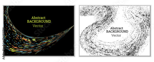 Multicolored paint splashes, smears, dust particles and debris are carried by the wind. A set of two templates. Design template for the design of banners, posters, booklets, covers, magazines. EPS 10