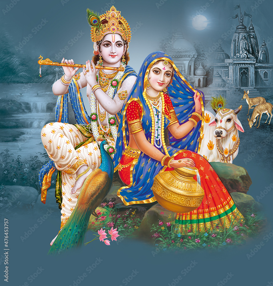 Radha Krishna, Lord Krishna, Radha Krishna Painting with colorful ...