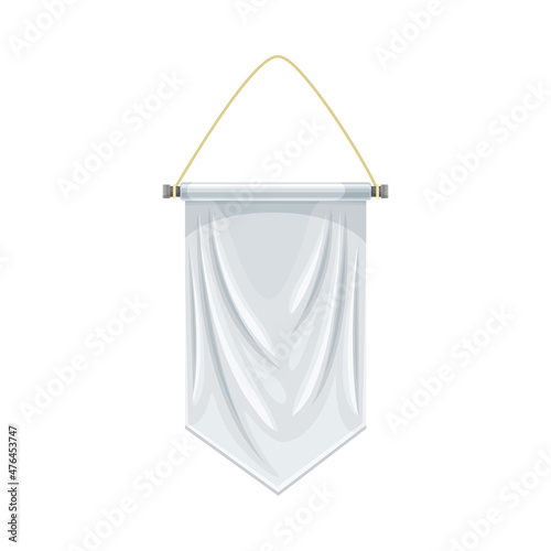 White hanging pennant. Blank fabric flag vector illustration