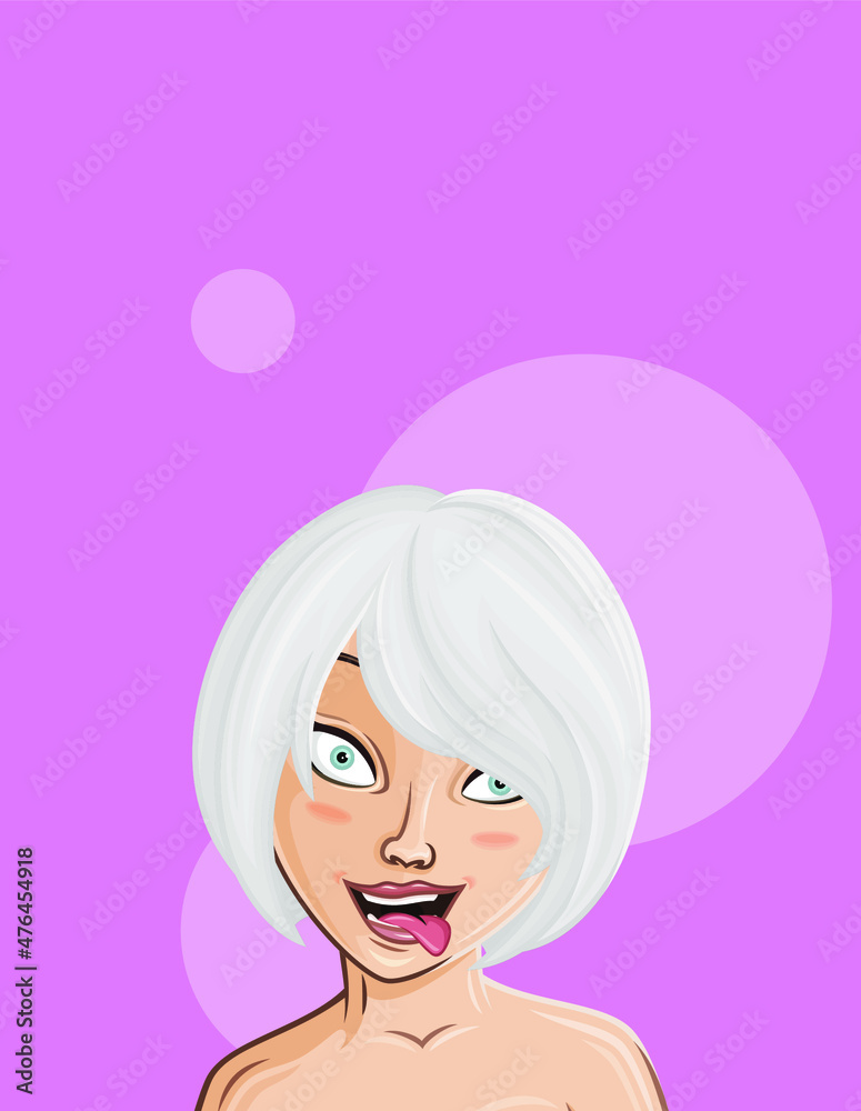 Cartoon Female portrait. Woman avatar. Vector character. Girl portrait