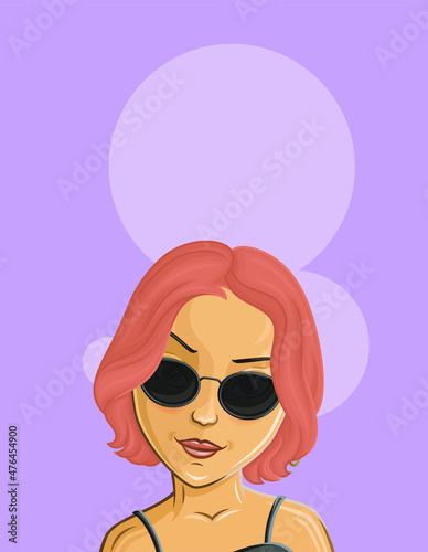 Cartoon Female portrait. Woman avatar. Vector character. Girl portrait