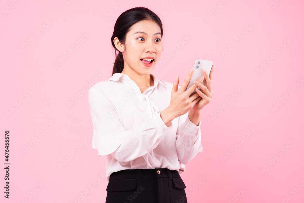 portrait of young asian businesswoman, isolated on pink background portrait of young asian businesswoman, isolated on pink background