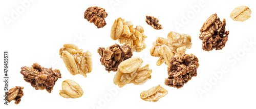 Oat granola, crunchy muesli isolated on white background photo