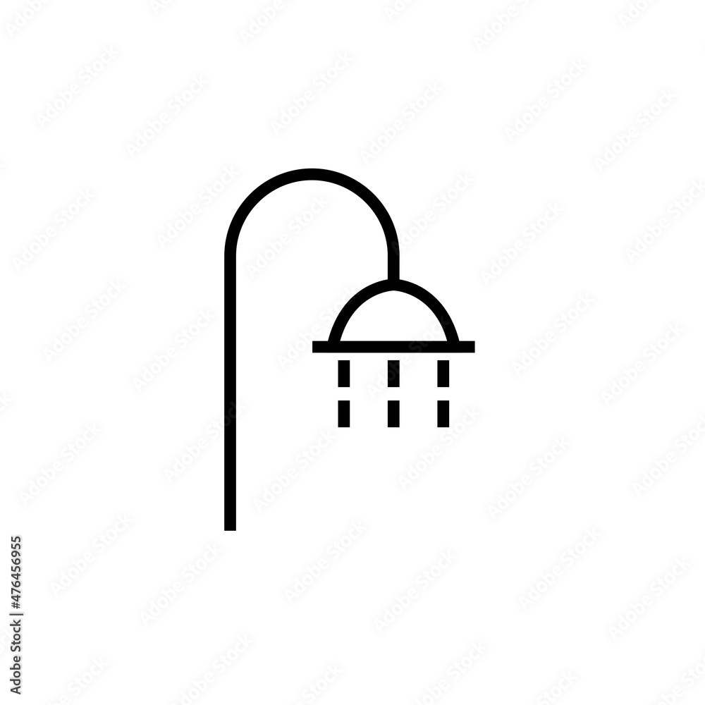 Line shower icon isolated on white background. Outline bathroom symbols for website design, mobile application. Eps10. Line shower icon isolated on white background. Outline bathroom symbols for website design, mobile application. Eps10.