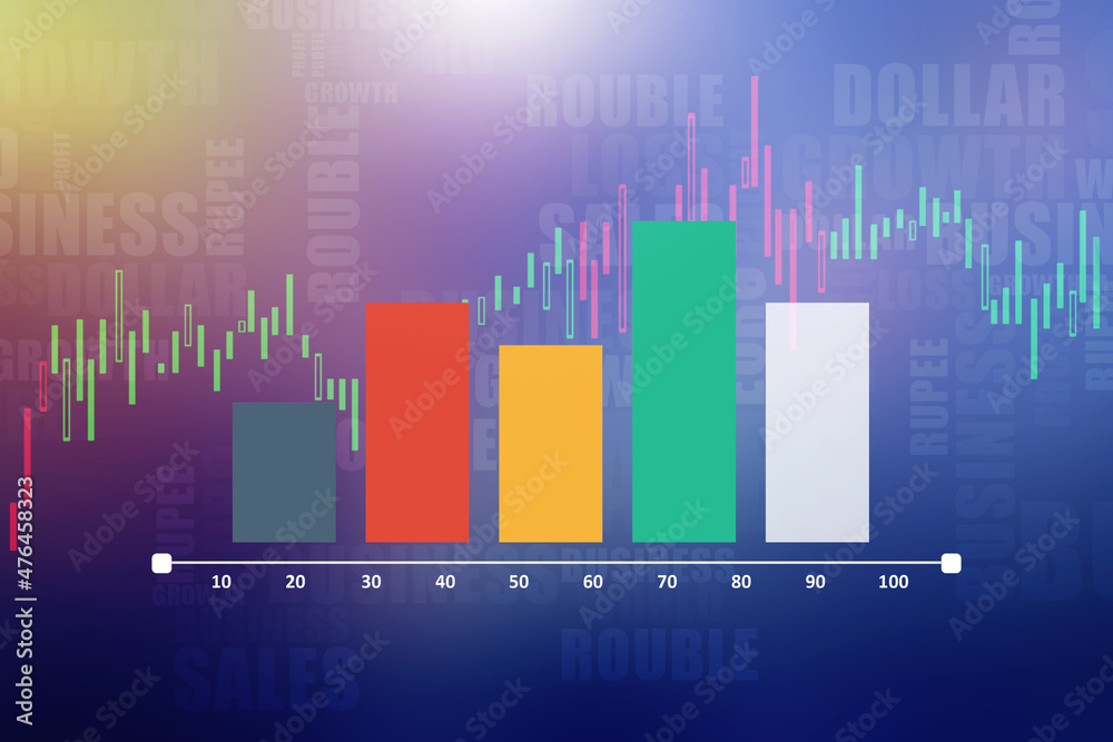 Fototapeta premium 2d rendering Stock market online business concept. business Graph with lock 