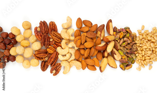 assortment of nuts isolated on white background