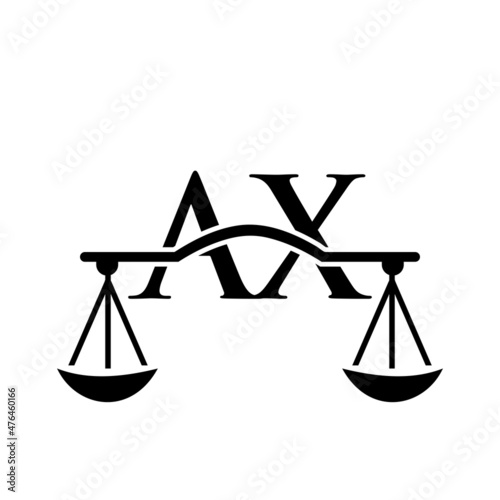 Law Firm Letter AX Logo Design. Lawyer, Justice, Law Attorney, Legal, Lawyer Service, Law Office, Scale, Law firm, Attorney Corporate Business AX Initial Letter Logo Template