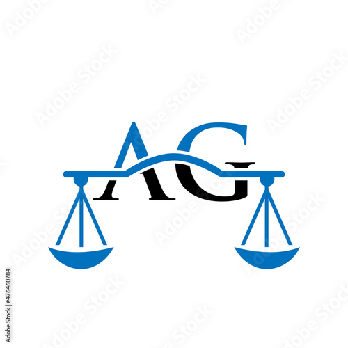 Law Firm Letter AG Logo Design. Lawyer, Justice, Law Attorney, Legal, Lawyer Service, Law Office, Scale, Law firm, Attorney Corporate Business AG Initial Letter Logo Template