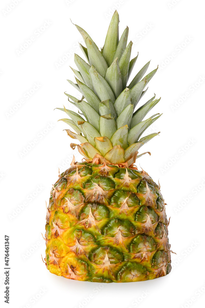 Half of fresh ripe pineapple on white background Half of fresh ripe pineapple on white background