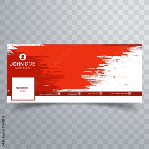 Abstract red brush facebook cover design