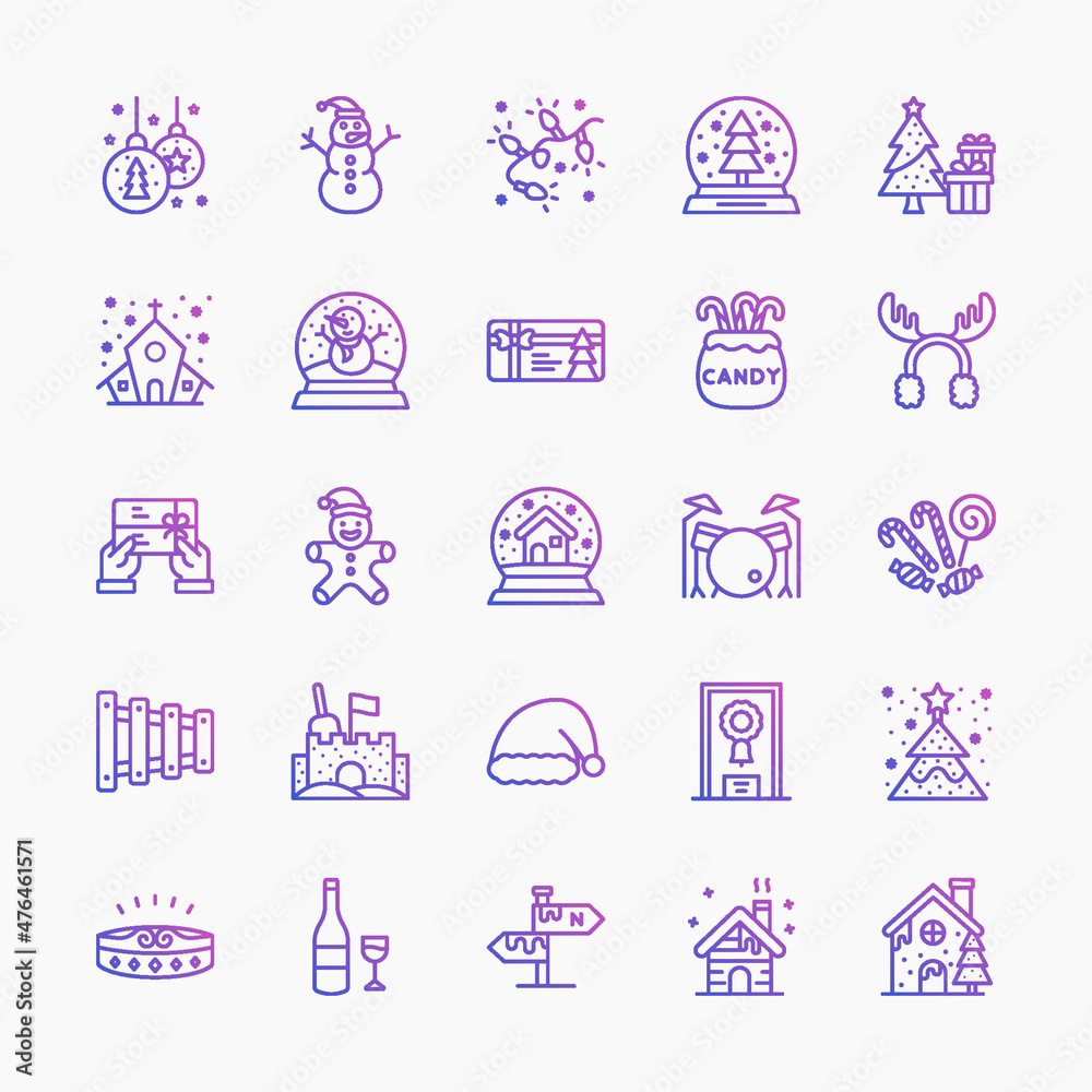 Icon set Christmas line gradient style. You can make any purpose for website mobile app presentation and any other projects. Enjoy this icon for your project. Icon set Christmas line gradient style. You can make any purpose for website mobile app presentation and any other projects. Enjoy this icon for your project.