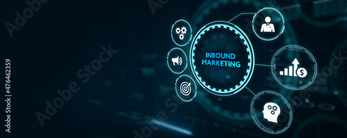 The concept of business, technology, the Internet and the network. virtual screen of the future and sees the inscription: Inbound marketing. 3d illustration