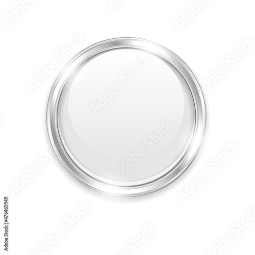 White glass 3d button isolated on a white background