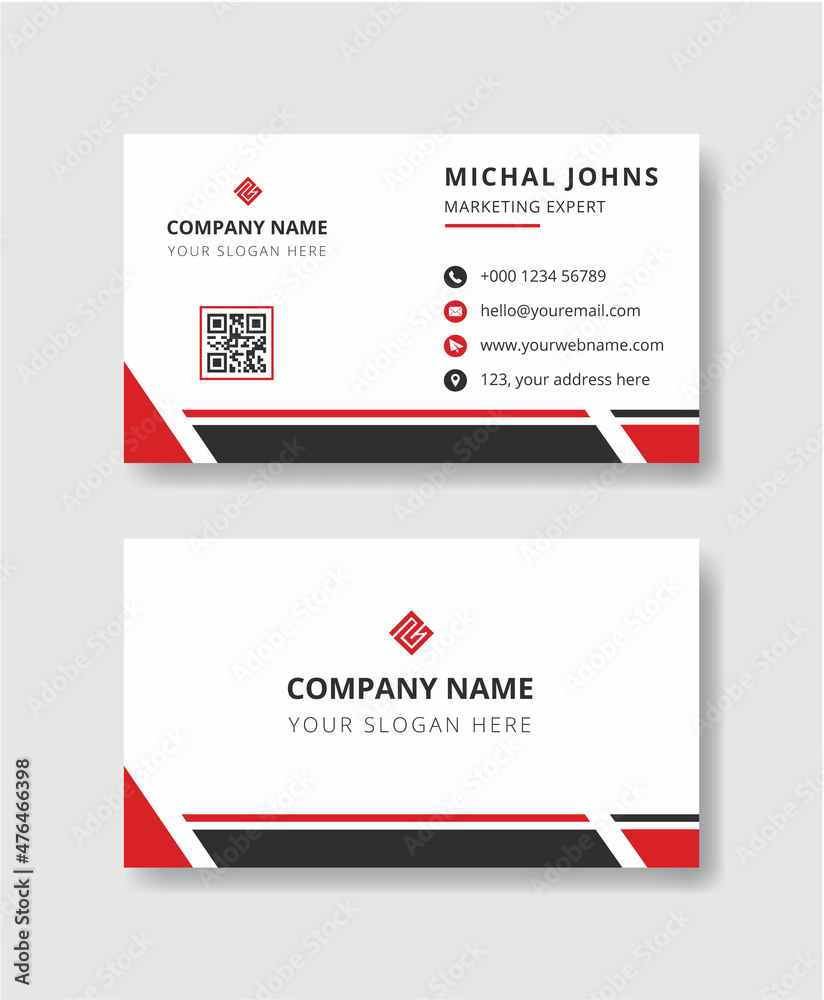 Creative and Clean Double Sided Business Card Design Template. Modern Business Card Design with Red, Blue and Orange Color Creative and Clean Double Sided Business Card Design Template. Modern Business Card Design with Red, Blue and Orange Color