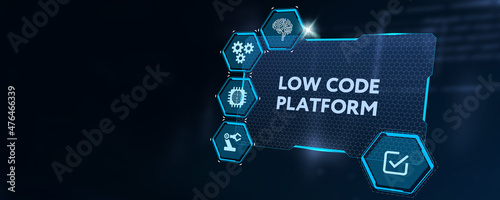Low Code software development platform technology concept.3d illustration