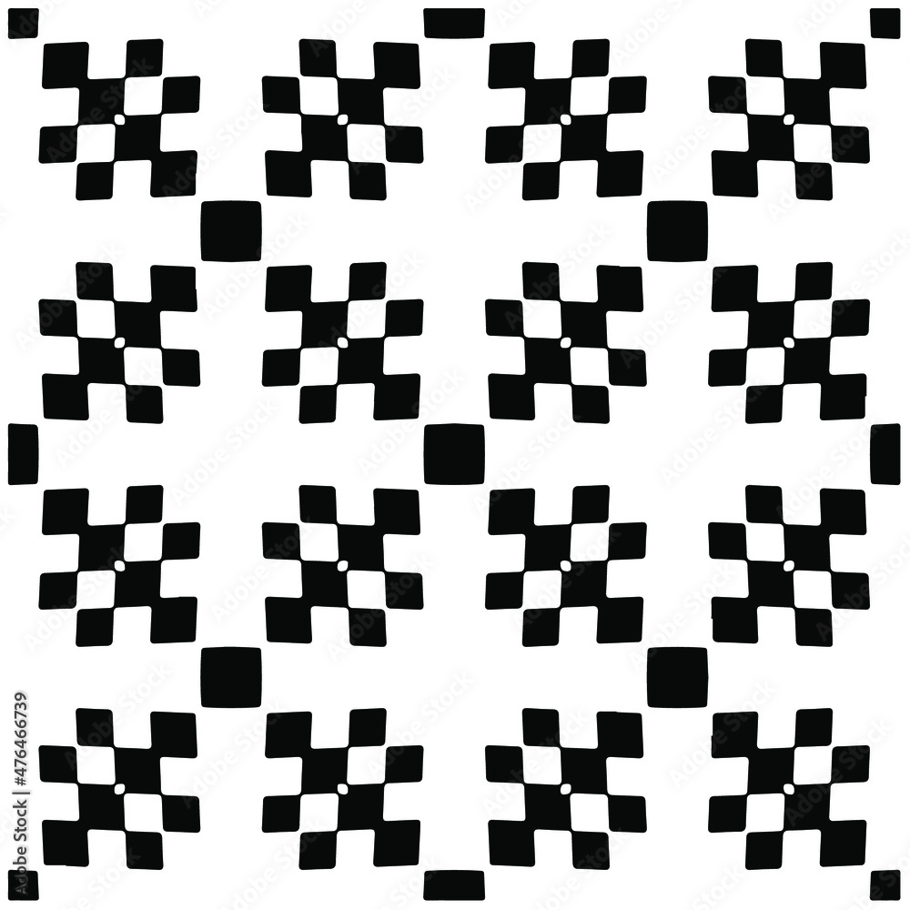 Fototapeta premium Decorative abstract pattern. Black and white seamless geometric pattern. 