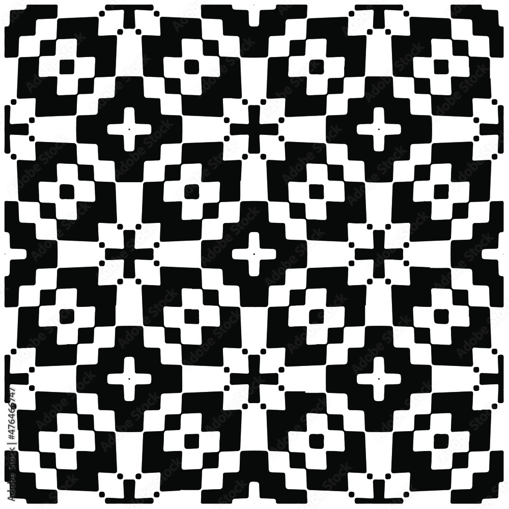 Fototapeta premium Decorative abstract pattern. Black and white seamless geometric pattern. 