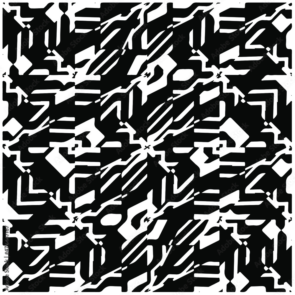 Decorative abstract pattern. Black and white seamless geometric pattern. Decorative abstract pattern. Black and white seamless geometric pattern.
