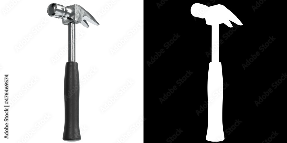 3D rendering illustration of a claw hammer