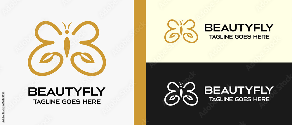 beauty logo design template, butterfly in luxury lines. vector illustration beauty logo design template, butterfly in luxury lines. vector illustration