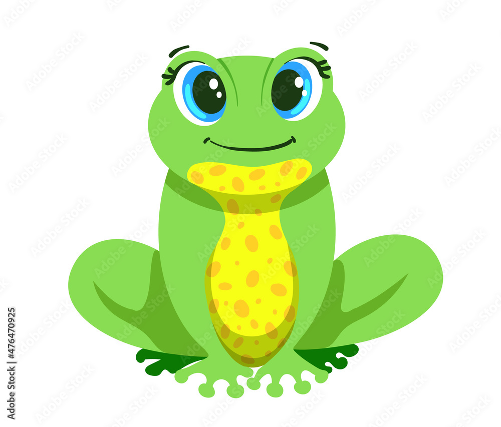 Fototapeta premium cute little spotted frog isolated on white background. Character illustration for business