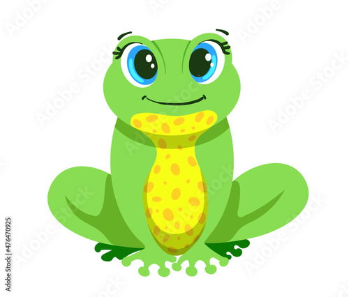 cute little spotted frog isolated on white background. Character illustration for business