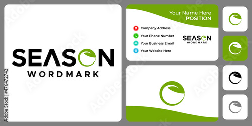 Leaf and season wordmark logo design with business card template.